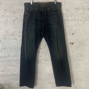 American Eagle Dark Tinted Indigo Relaxed Straight Denim Sz 33x32